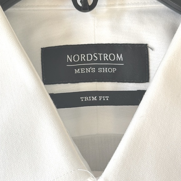 Smartcare™ Wrinkle Free Herringbone Trim Fit Dress Shirt - Picture 5 of 12